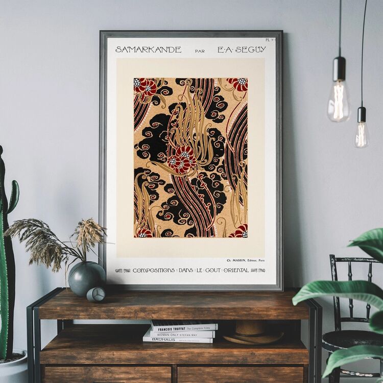 Art Nouveau Pattern Print 017 Framed Art Print by Emile-Alain Séguy
