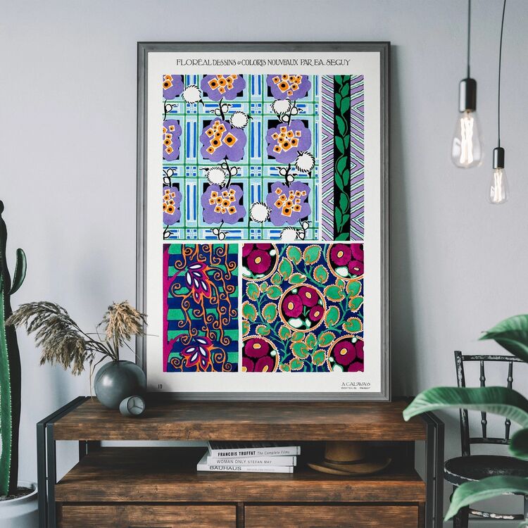 Art Nouveau Pattern Print 016 Framed Art Print by Emile-Alain Séguy
