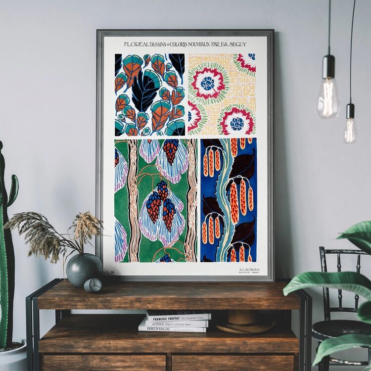 Art Nouveau Pattern Print 010 Framed Art Print by Emile-Alain Séguy