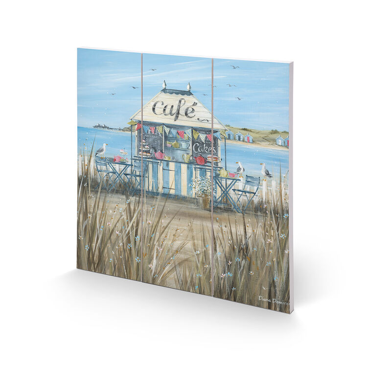 Beach Café Woodblock Print by Diane Demirci