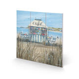 Beach Café Woodblock Print by Diane Demirci