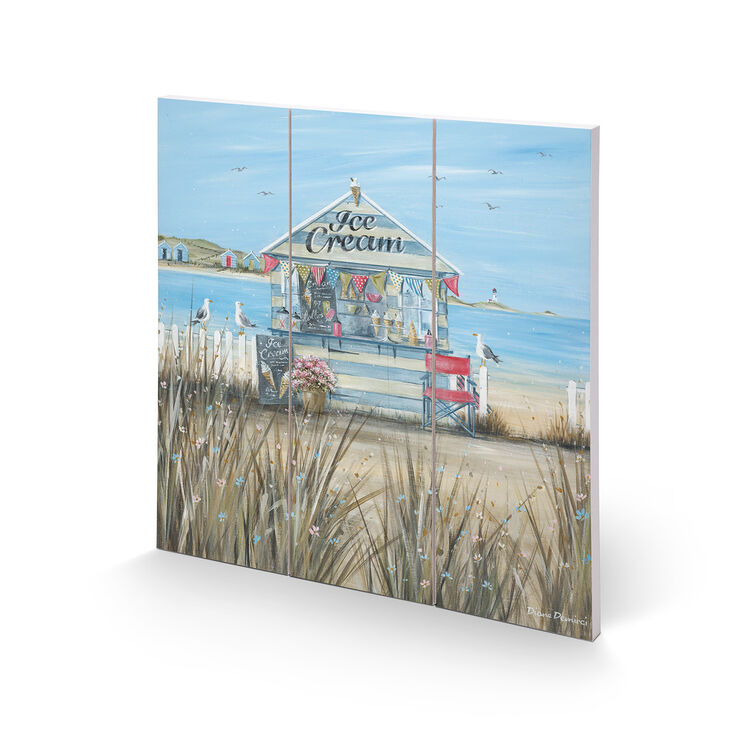 Beach Ice Cream Woodblock Print by Diane Demirci