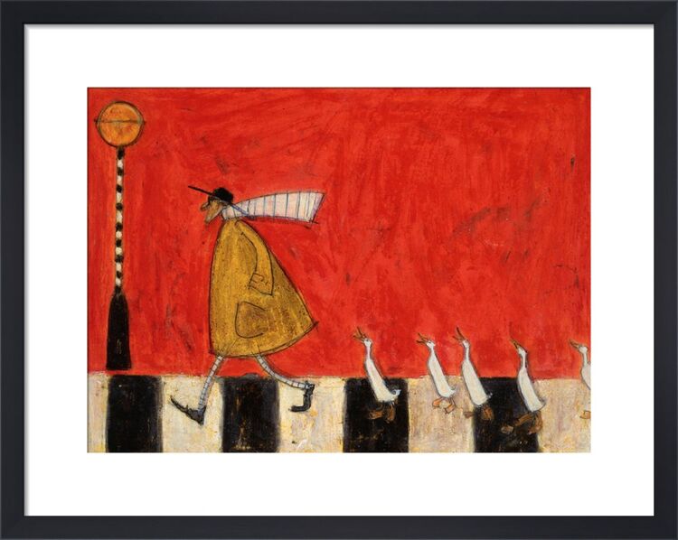 Crossing with ducks Framed Art Print by Sam Toft