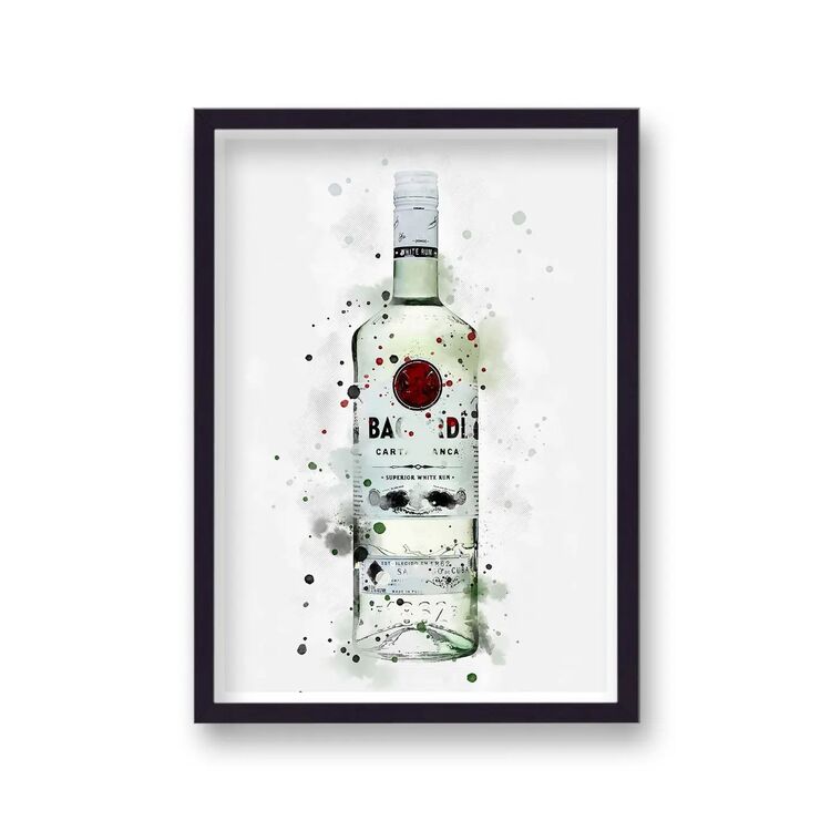 Bacardi Graphic Splash Print Roku Inspired Framed Art Print