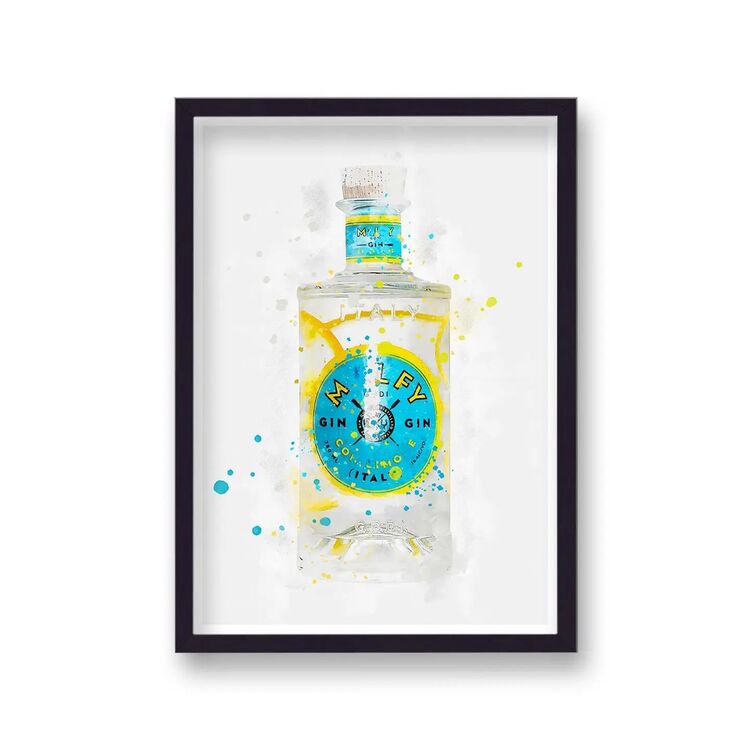 Malfy Gin Graphic Splash Print Roku Inspired Framed Art Print