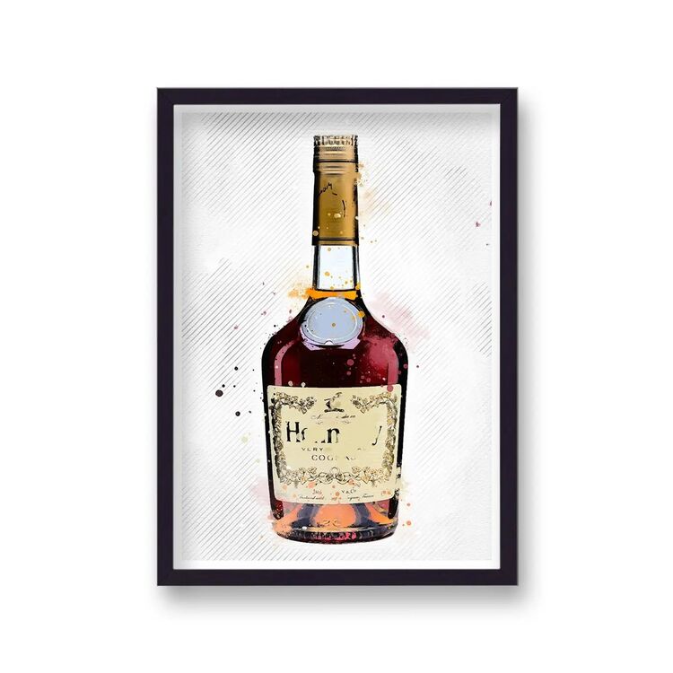 Hennessey Brandy Graphic Splash Print Roku Inspired Framed Art Print