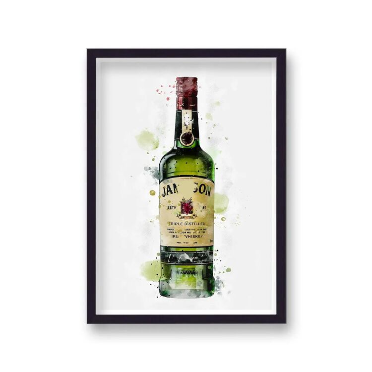 Jameson Whisky Graphic Splash Print Roku Inspired Framed Art Print