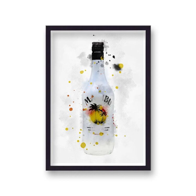 Malibu Graphic Splash Print Roku Inspired Framed Art Print