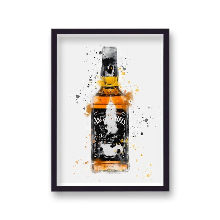 Jack Daniels Graphic Splash Print Roku Inspired Framed Art Print