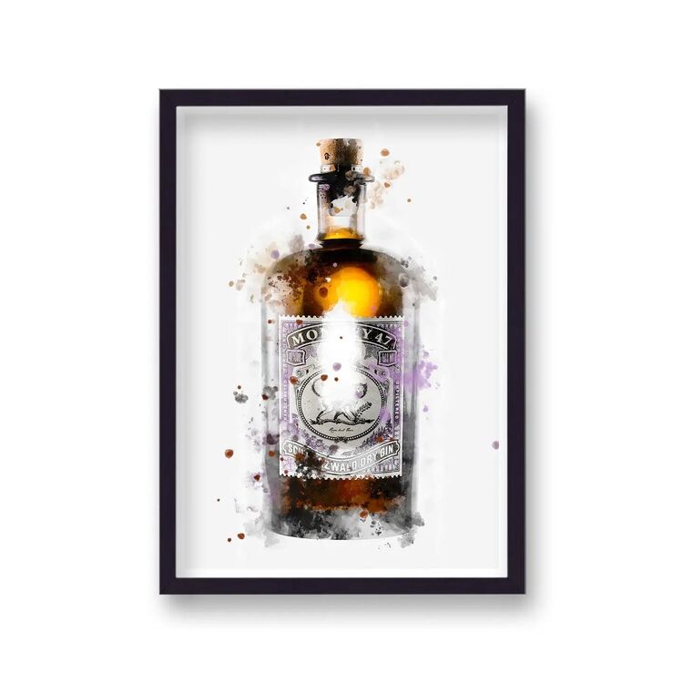 Monkey 47 Gin Graphic Splash Print Roku Inspired Framed Art Print