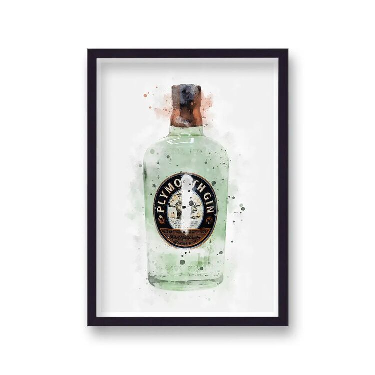 Plymouth Gin Graphic Splash Print Roku Inspired Framed Art Print