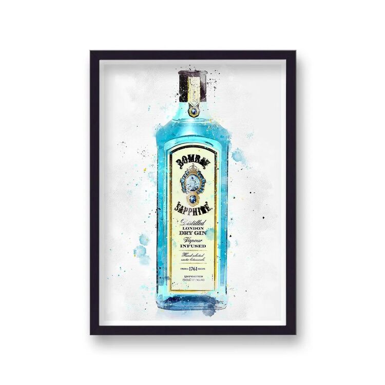 Bombay Sapphire Gin Graphic Splash Print Roku Inspired Framed Art Print