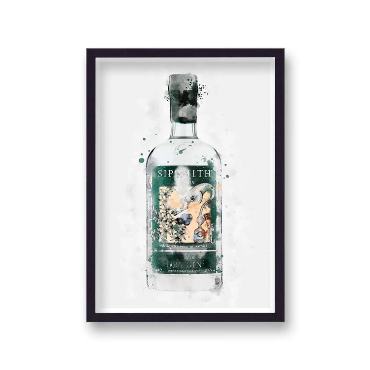 Sipsmith Gin Graphic Splash Print Roku Inspired Framed Art Print