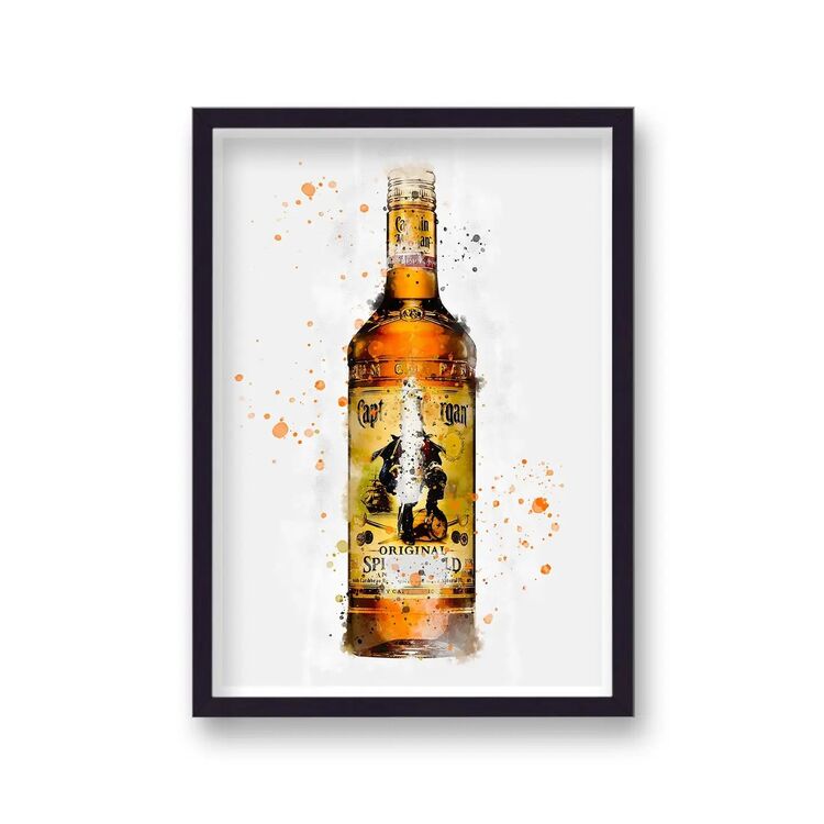 Captain Morgan Rum Graphic Splash Print Roku Inspired Framed Art Print