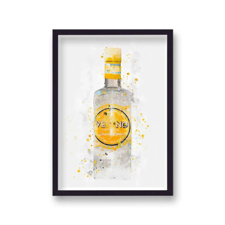 Verano Lemon Gin Graphic Splash Print Roku Inspired Framed Art Print
