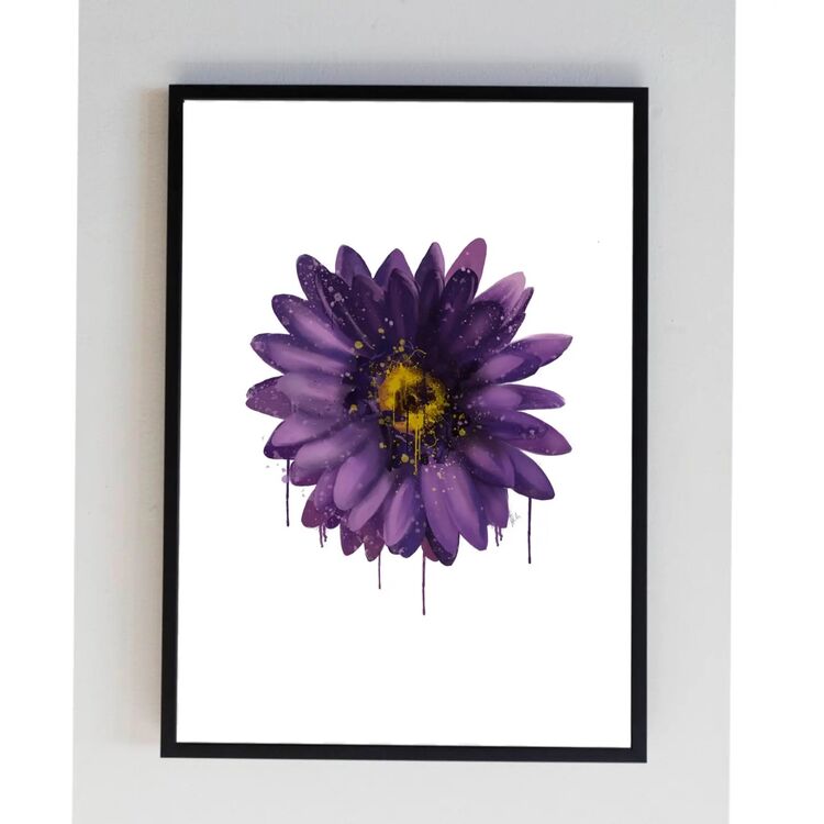 Purple Gerbera Flower Plant Splatter Print