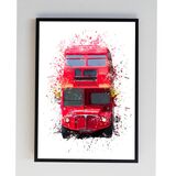 Red London Bus Splatter Print