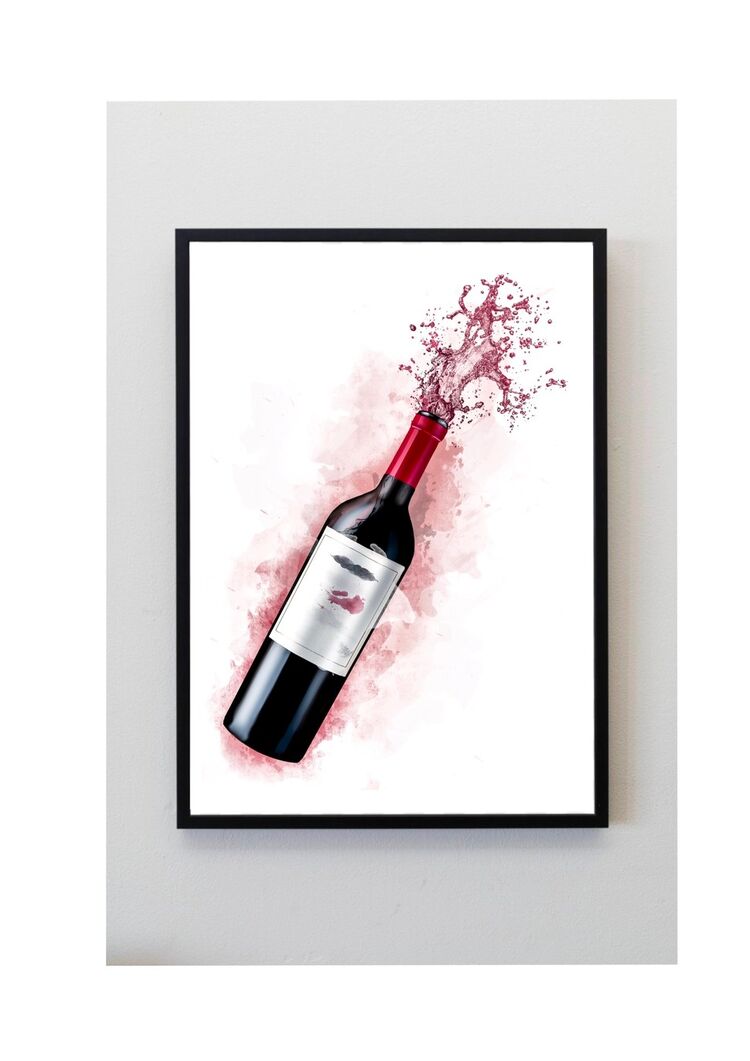 Red Wine Bottle Splatter Print