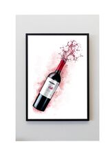 Red Wine Bottle Splatter Print