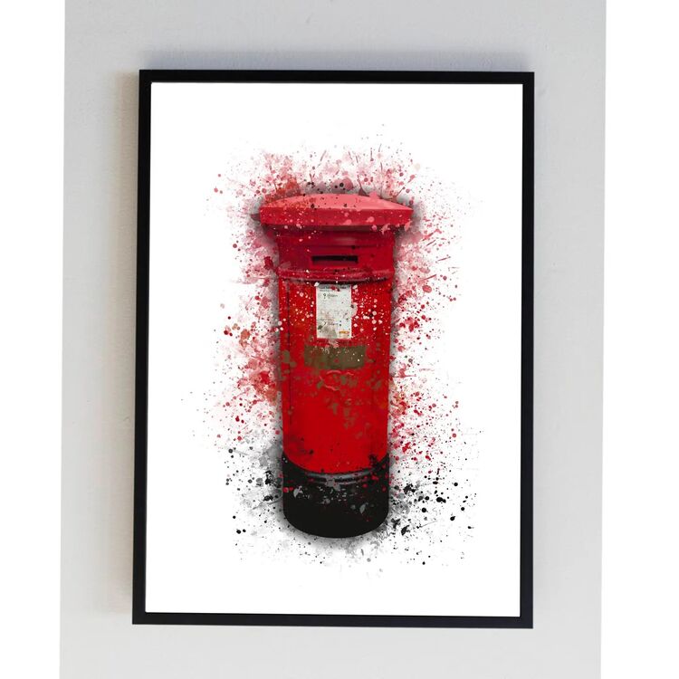 Red London Post Box Splatter Print