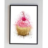 Pink Cupcake Cherry Splatter Print