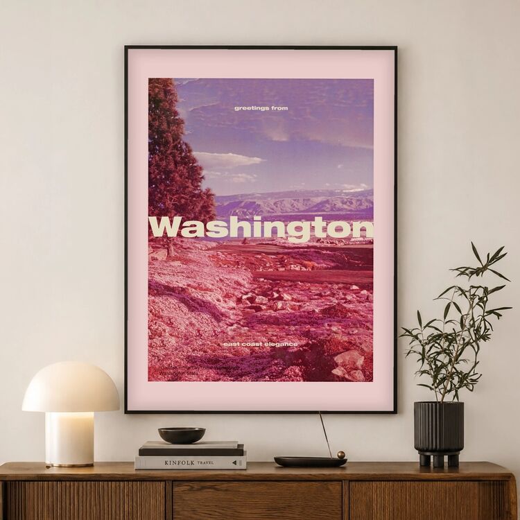 Washington State Travel Poster Framed Art Print