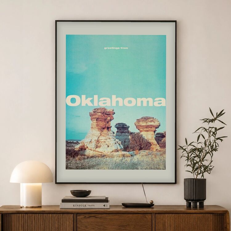 Oklahoma Vintage Travel Poster Framed Art Print