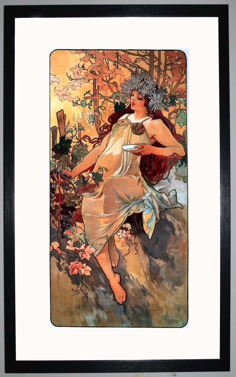 The Seasons: Autumn Framed Art Print by Alphonse Mucha
