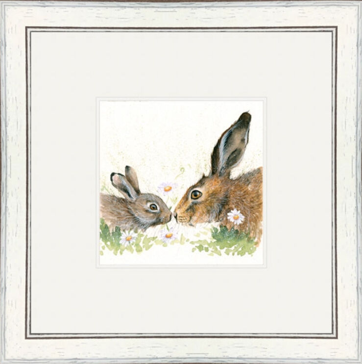 Some Bunny Loves You (Hare and Leveret) - Hares Framed Limited Edition Art Print by Kay Johns