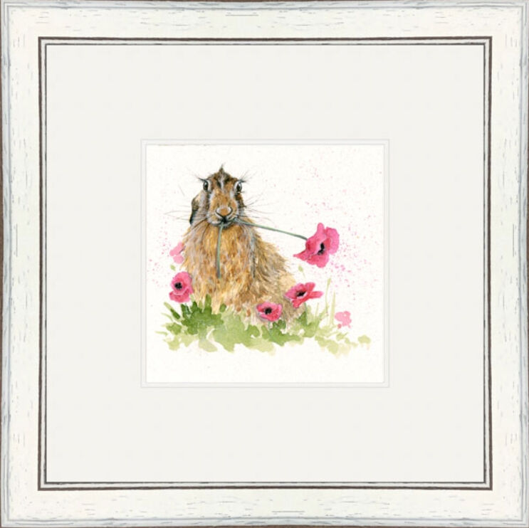 A Moment on the Lips - Hares Framed Limited Edition Art Print by Kay Johns