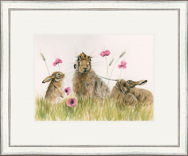 Poppy Appeal - Hares Framed Limited Edition Art Print by Kay Johns