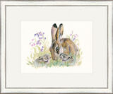 Hidden Treasure (Hare and Leverets) - Hares Framed Limited Edition Art Print by Kay Johns