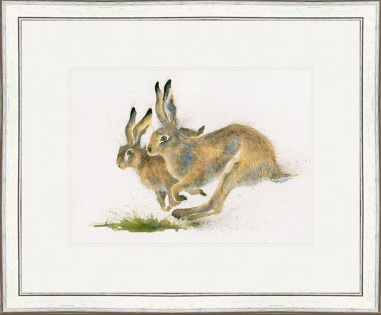 Escape to the Country- Hares Framed Limited Edition Art Print by Kay Johns