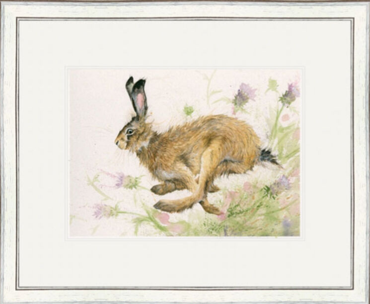 Thistle on the Wind- Hares Framed Limited Edition Art Print by Kay Johns
