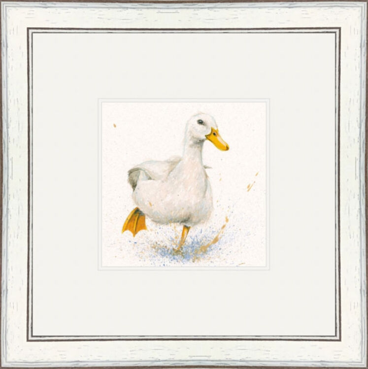 Puddle Duck  - Farmyard Animals Framed Limited Edition Art Print by Kay Johns
