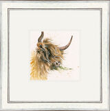 Green Tea (Highland Cow) - Farmyard Animals Framed Limited Edition Art Print by Kay Johns