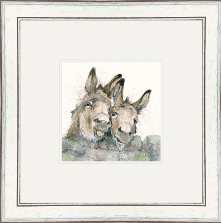 Happy Days (Donkeys) - Farmyard Animals Framed Limited Edition Art Print by Kay Johns