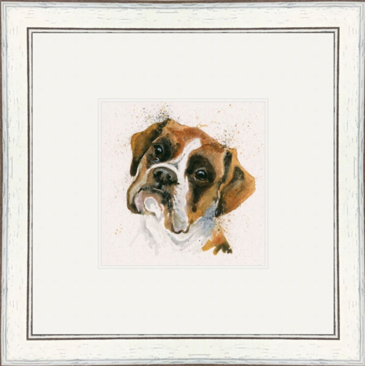 Boxer Tricks (Boxer)- Dogs and Cats Framed Limited Edition Art Print by Kay Johns