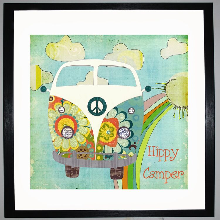 HIPPY CAMPER Framed Art Print by Clare Walton