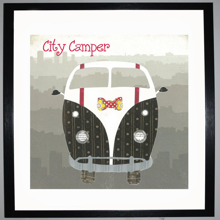 CITY CAMPER Framed Art Print by Clare Walton
