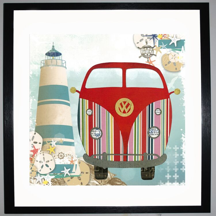 SEASIDE CAMPER Framed Art Print by Clare Walton
