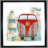 SEASIDE CAMPER Framed Art Print by Clare Walton