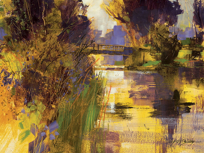 Bridge & Glowing Light Canvas Art Print by Chris Forsey