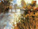Bridge at Autumn Morning Canvas Art Print by Chris Forsey