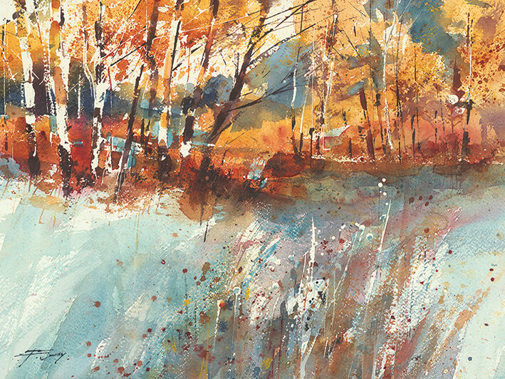 Frost & Autumn Birches Canvas Art Print by Chris Forsey