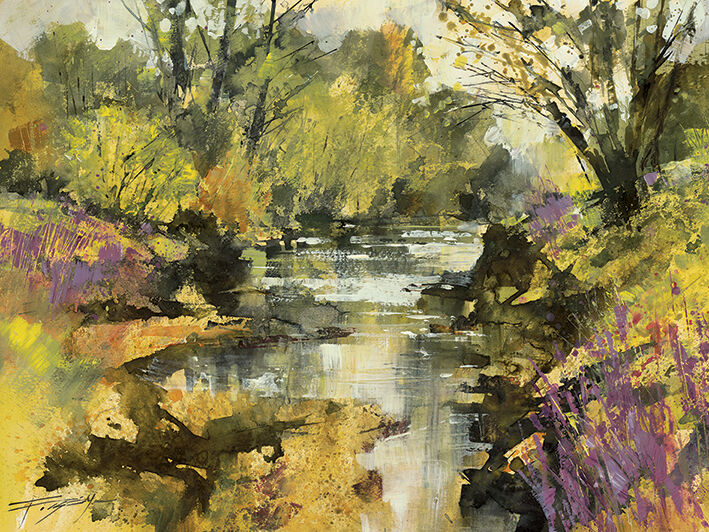 Riverside in April Canvas Art Print by Chris Forsey