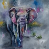 Elephant Stride Canvas Art Print by Alison McIlkenny