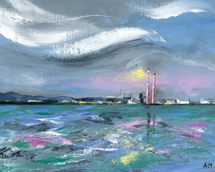Poolbeg Chimneys Canvas Art Print by Alison McIlkenny