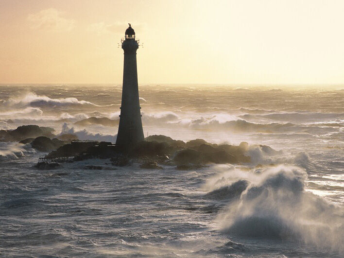 Phare De Skerryvore, Scotland Canvas Art Print by Jean Guichard