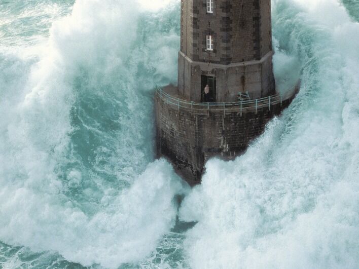 Phares Dans La Tempête, La Jument Canvas Art Print by Jean Guichard